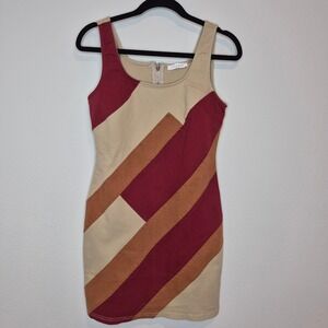 Retro Inspired Mini Patchwork Dress Boho Phoebe Buffay Coastal Cowgirl Size‎ M
